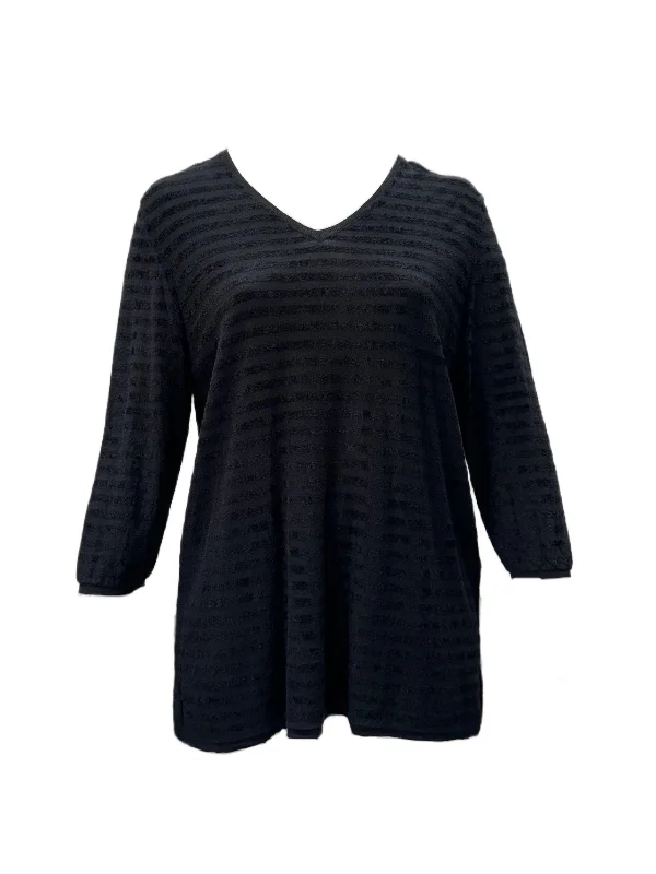 Marina Rinaldi Women's Black Agnese Pullover Sweater NWT Elbow Length Sleeve