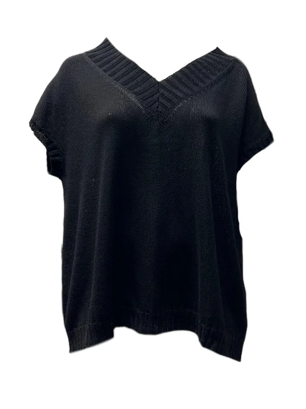 Marina Rinaldi Women's Black Alamaro Pullover Sweater NWT Fitted Ribbed Sweater