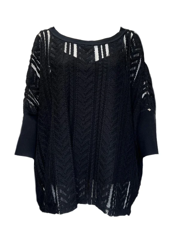 Marina Rinaldi Women's Black Facolta Pullover Sweater NWT Sarouel Sleeve Pullover