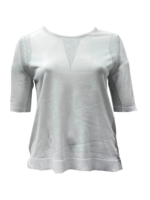 Marina Rinaldi Women's Ivory Acronico Pullover Sweater NWT Short Sleeve Top