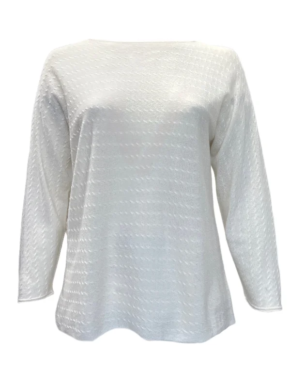 Marina Rinaldi Women's Ivory Adagio Pullover Sweater NWT Plunging Neck Pullover