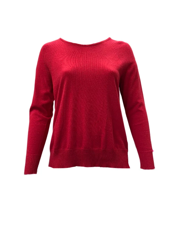 Marina Rinaldi Women's Red Acropoli Pullover Sweater NWT Tapered Sleeve Pullover