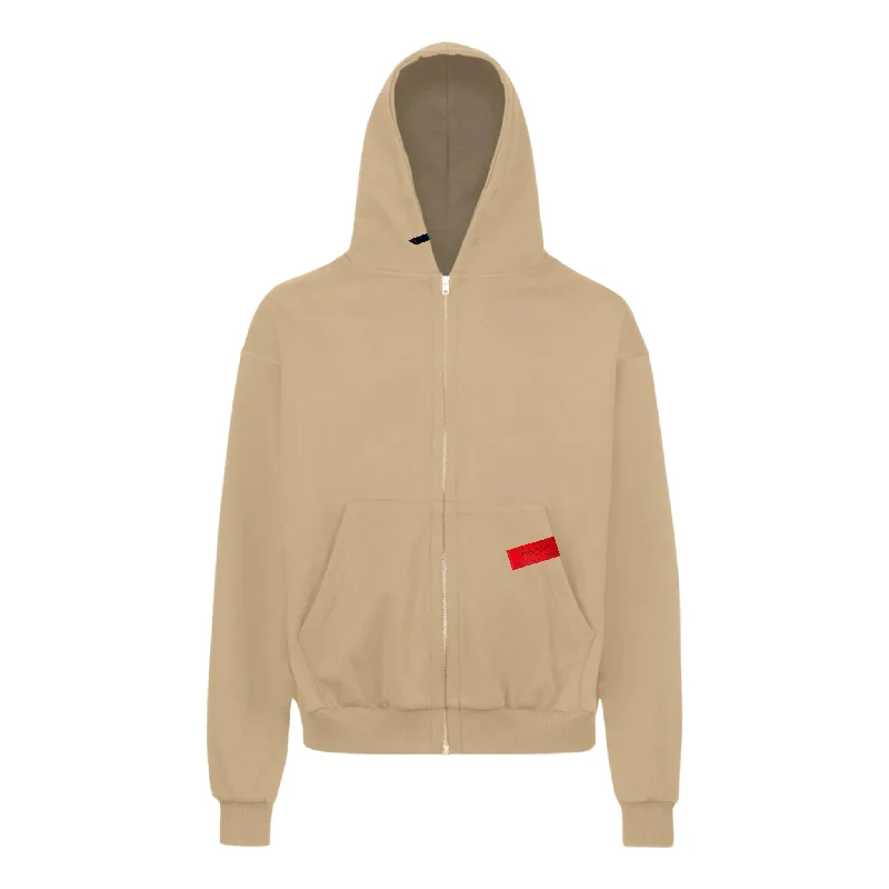 PARTCH Must Zipped Hoodie Oversized Tan Cotton