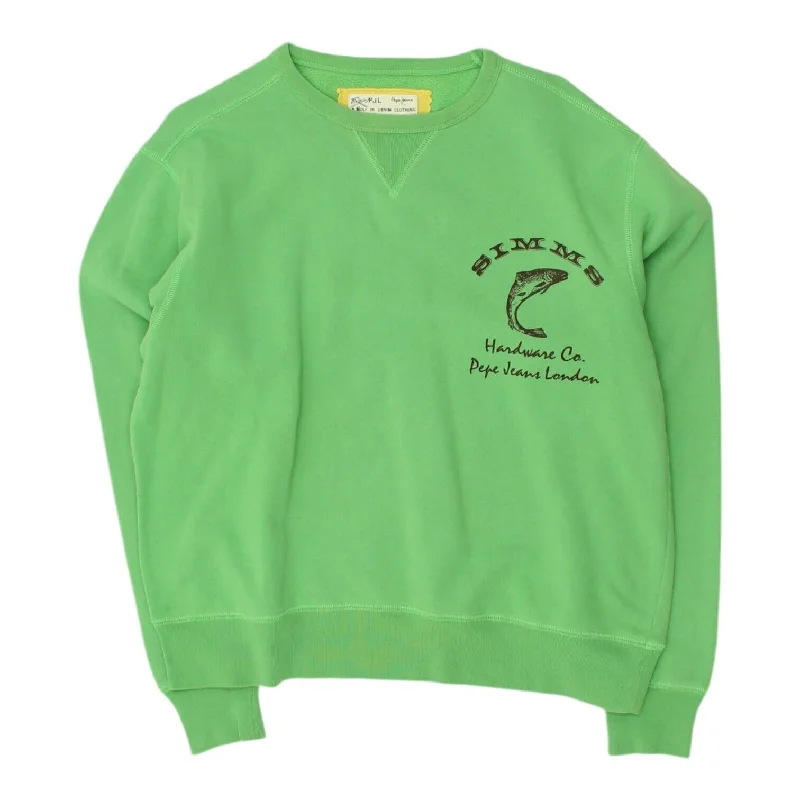 Pepe Jeans Simms Hardware Womens Green Sweatshirt | Vintage Designer Streetswear