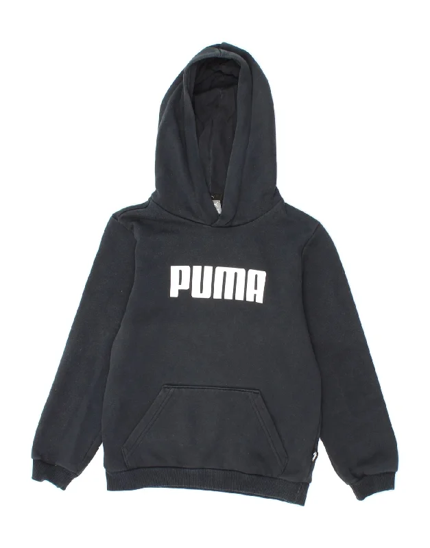 PUMA Boys Graphic Hoodie Jumper 7-8 Years Small  Black Cotton