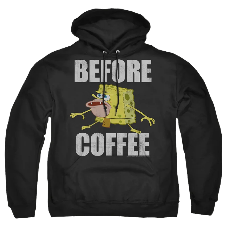 SpongeBob SquarePants Before Coffee Meme - Pullover Hoodie Shirred Sleeve Feminine