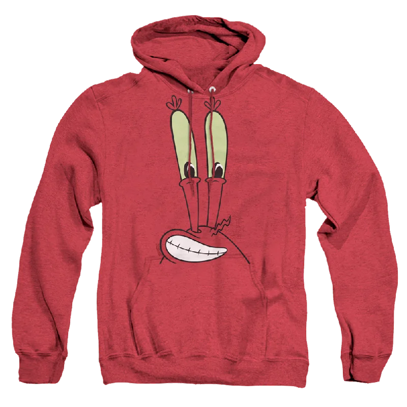 SpongeBob SquarePants Mr. Krabs Smile Face - Heather Pullover Hoodie Short Puff Sleeve