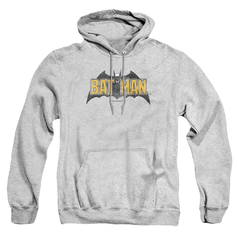 The Batman (2022) Vintage Bat Logo On Gray - Pullover Hoodie Fitted Ribbed Sweater