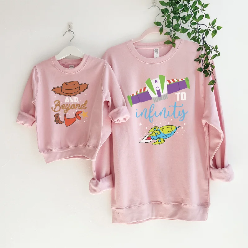 To Infinity & Beyond Matching Pink Sweatshirts