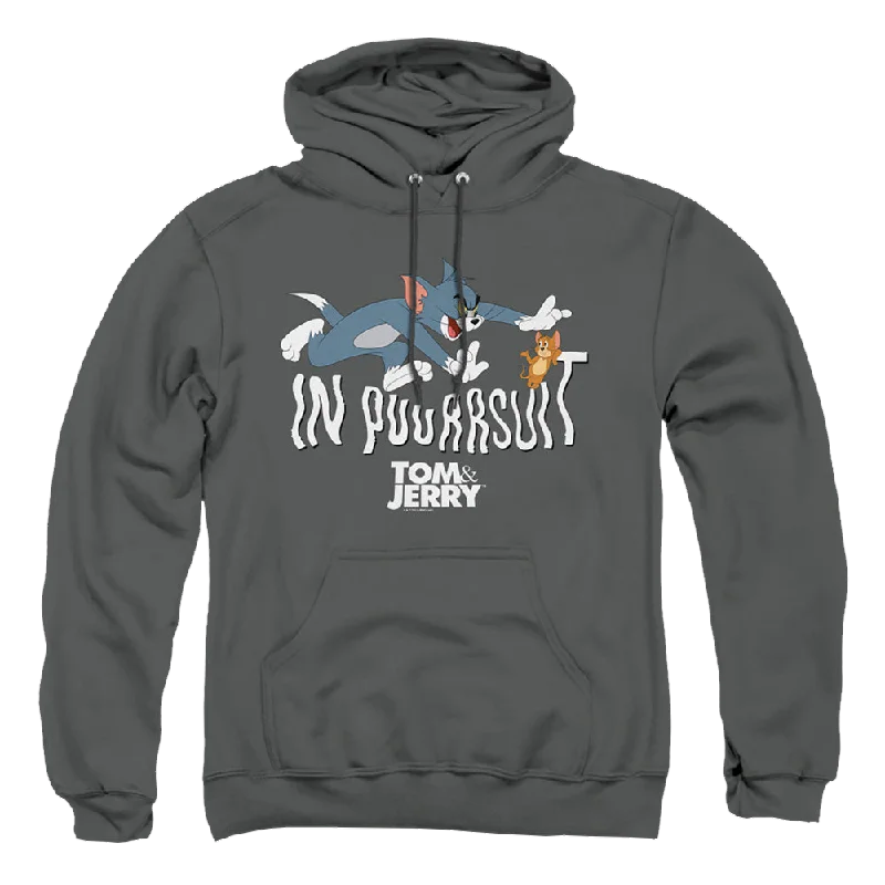 Tom and Jerry In Pursuit - Pullover Hoodie Asymmetrical Neck Pullover