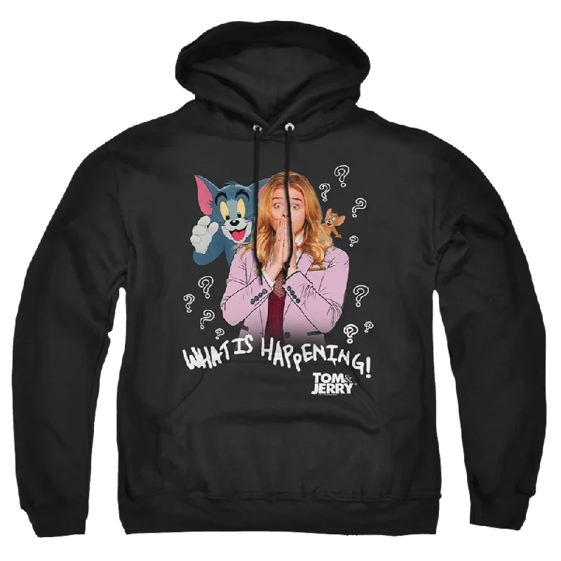 Tom and Jerry What Is Happening - Pullover Hoodie Tapered Sleeve Pullover