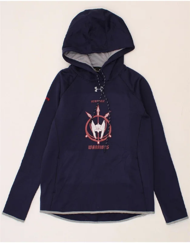 UNDER ARMOUR Mens Warriors Graphic Hoodie Jumper XS Navy Blue Polyester