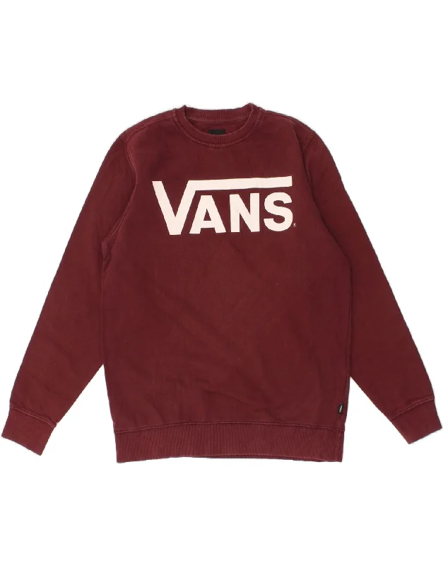 VANS Mens Graphic Sweatshirt Jumper Small Maroon Cotton