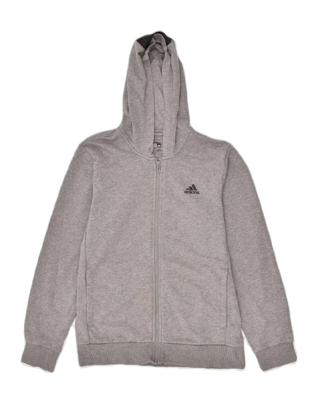 ADIDAS Mens Climalite Graphic Zip Hoodie Sweater Medium Grey Cotton