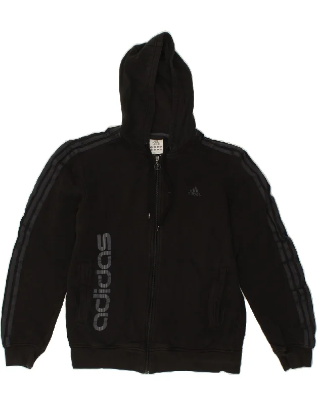 ADIDAS Mens Graphic Zip Hoodie Sweater Medium Black Cotton