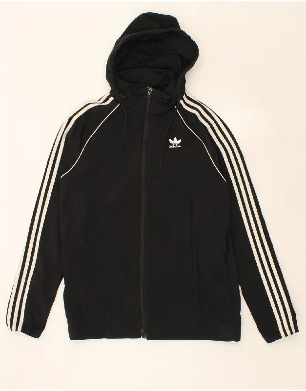 ADIDAS Mens Zip Hoodie Sweater Small Black Polyester