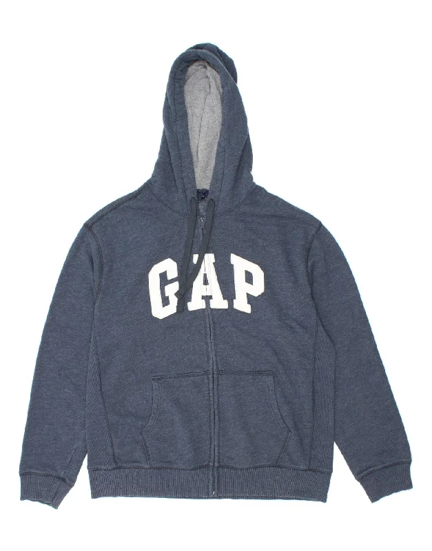 GAP Mens Graphic Zip Hoodie Sweater XL Navy Blue Cotton