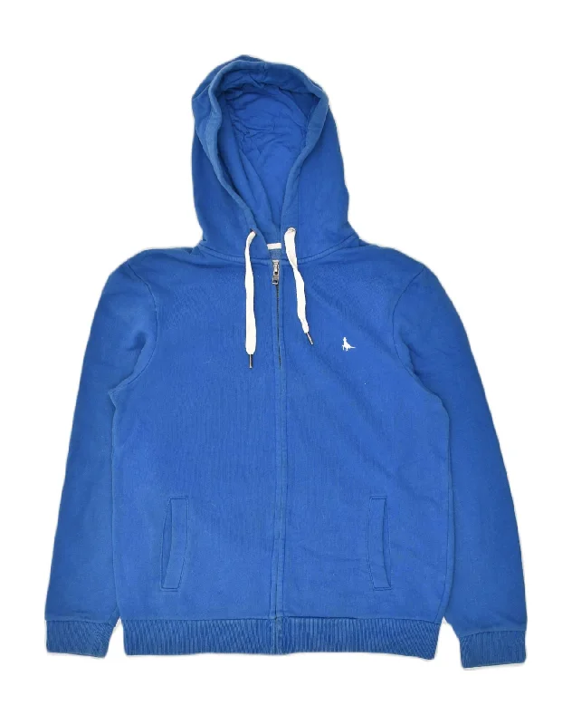 JACK WILLS Mens Classic Fit Zip Hoodie Sweater Medium Blue Cotton