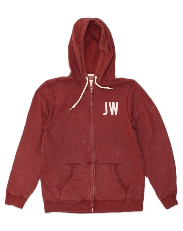 JACK WILLS Mens Graphic Zip Hoodie Sweater Medium Maroon Cotton