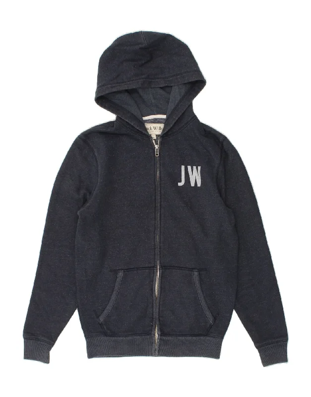 JACK WILLS Mens Graphic Zip Hoodie Sweater XS Navy Blue Cotton