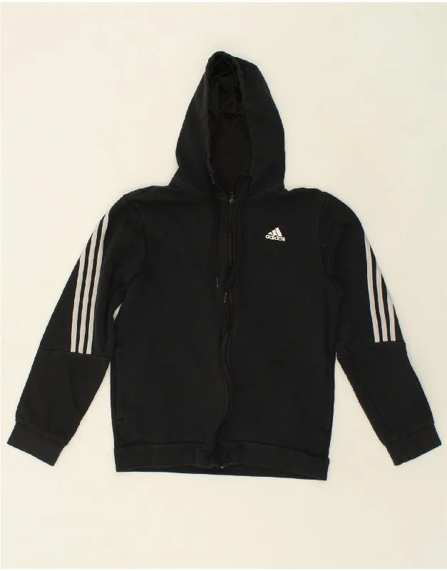 ADIDAS Mens Zip Hoodie Sweater Medium Black Cotton