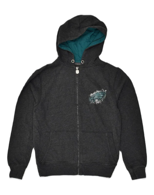 NFL Mens Graphic Zip Hoodie Sweater Small Grey Cotton