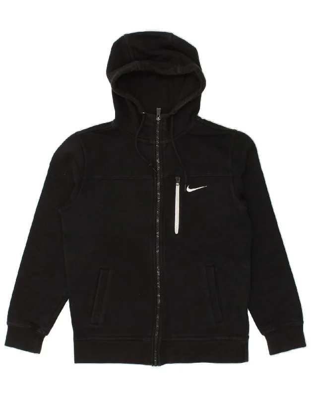 NIKE Mens Zip Hoodie Sweater Small Black Cotton