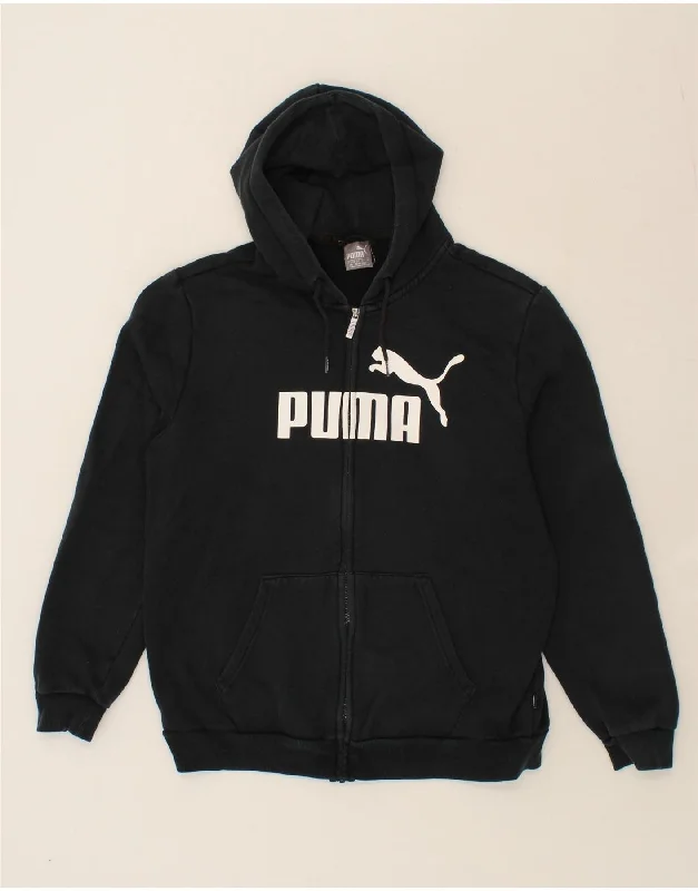 PUMA Mens Graphic Zip Hoodie Sweater Large Black Cotton