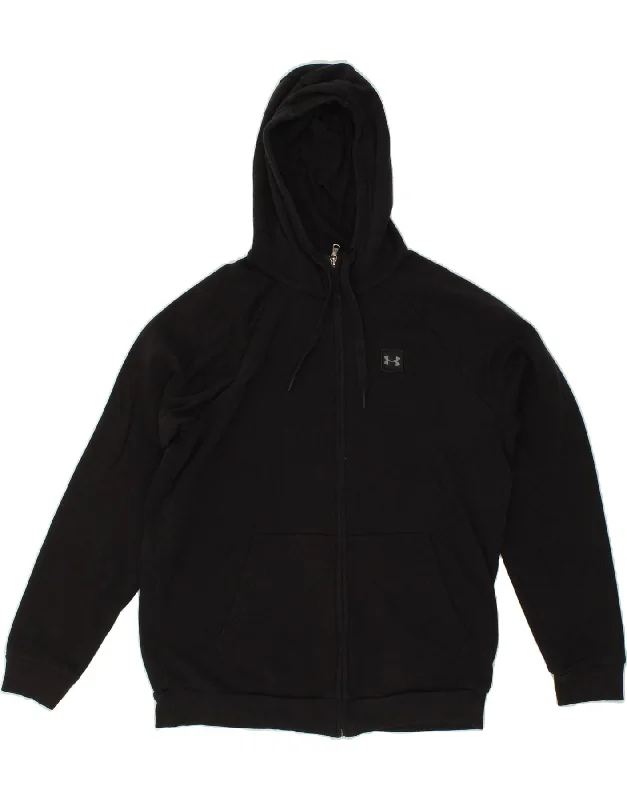 UNDER ARMOUR Mens Zip Hoodie Sweater Large Black Cotton