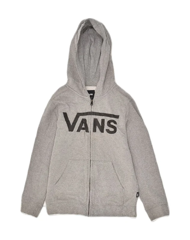 VANS Womens Graphic Zip Hoodie Sweater UK 10 Small Grey Cotton