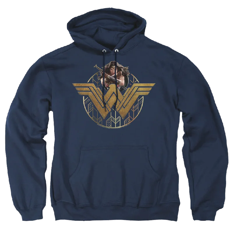 Wonder Woman Power Stance And Emblem Pullover Hoodie