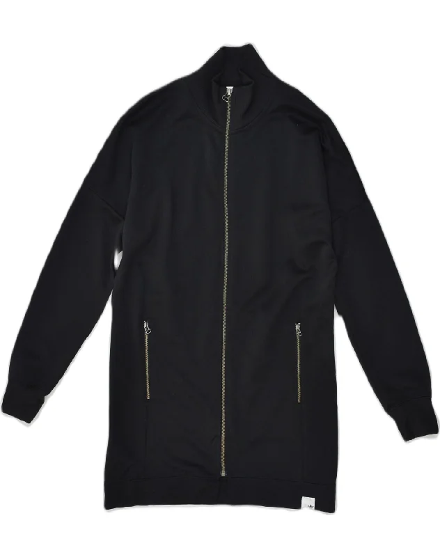 ADIDAS Womens Longline Cardigan Sweater UK 6 XS  Black Polyester Machine Wash Dry Clean Hand Wash