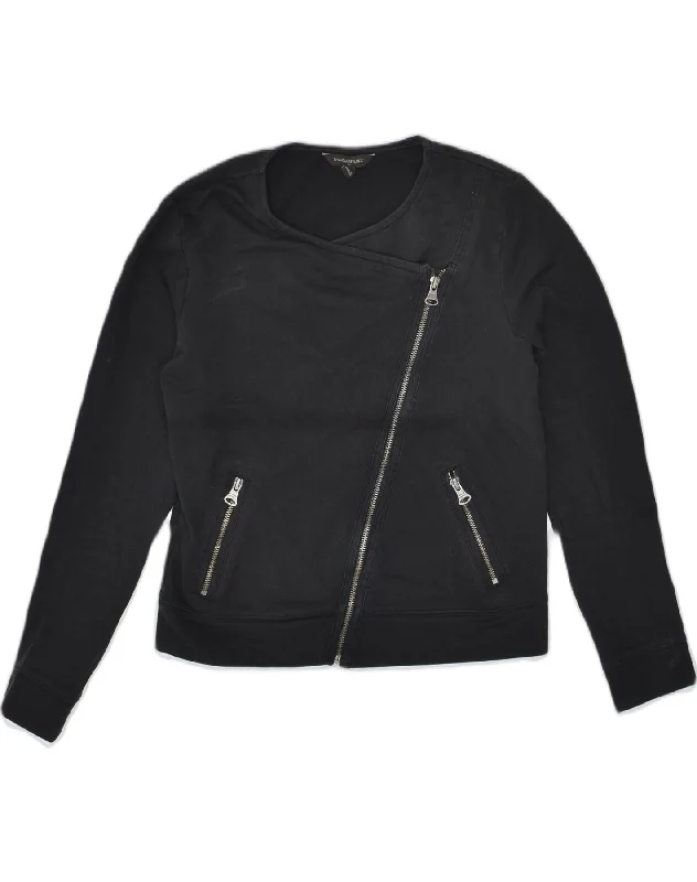 BANANA REPUBLIC Womens Cardigan Sweater UK 10 Small Black Cotton Satin Blend Silk Blend Wool Blend