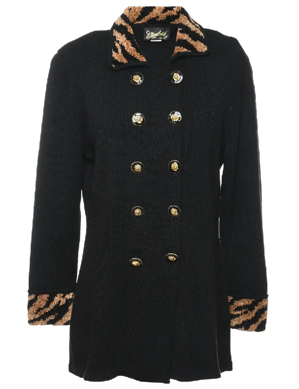 Black Cardigan - L Chenille Brocade Lace