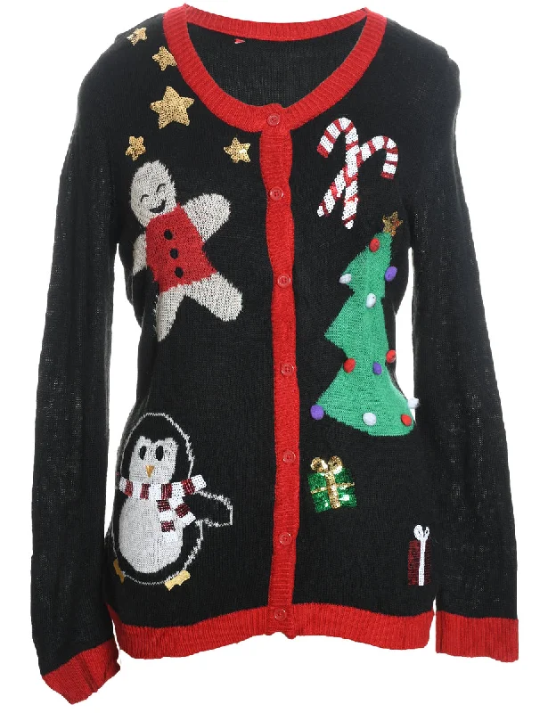 Black Christmas Cardigan - M Modern Contemporary chic