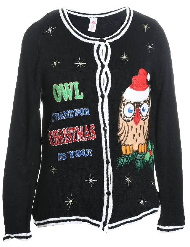Black Christmas Cardigan - S Neon metallic Matte