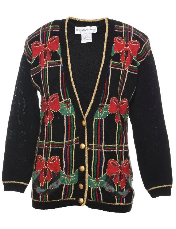 Black Christmas Cardigan - S Bright Pastel Dark