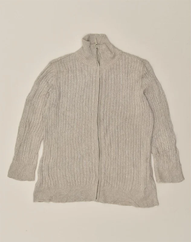 CHAPS Womens Cardigan Sweater UK 12 Medium Grey Cotton Jersey Fabric Tulle Fabric Batik Fabric