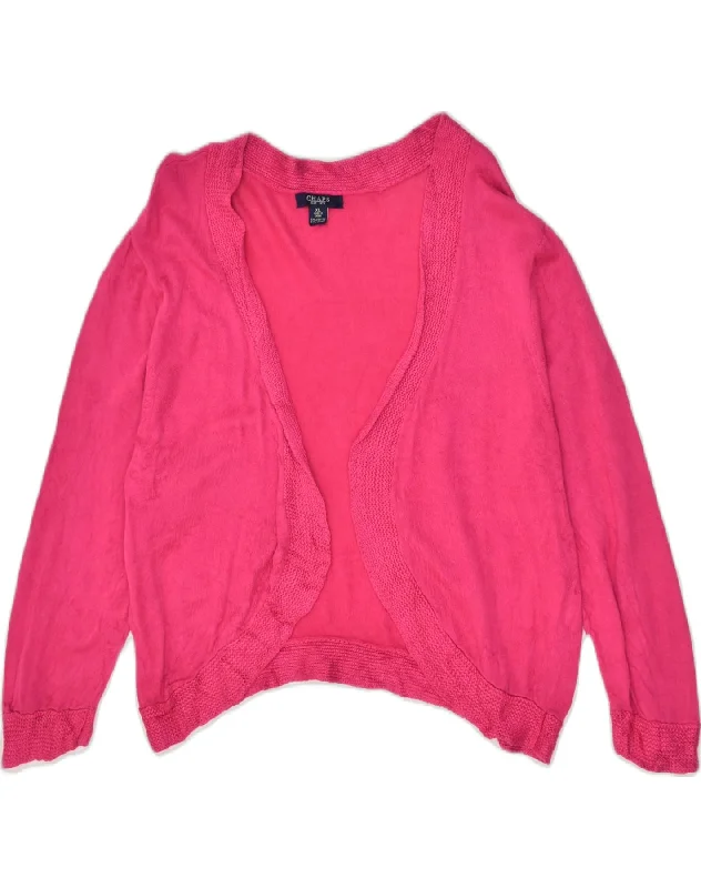 CHAPS Womens Cardigan Sweater UK 18 XL Pink Cotton Solid Print Embellished
