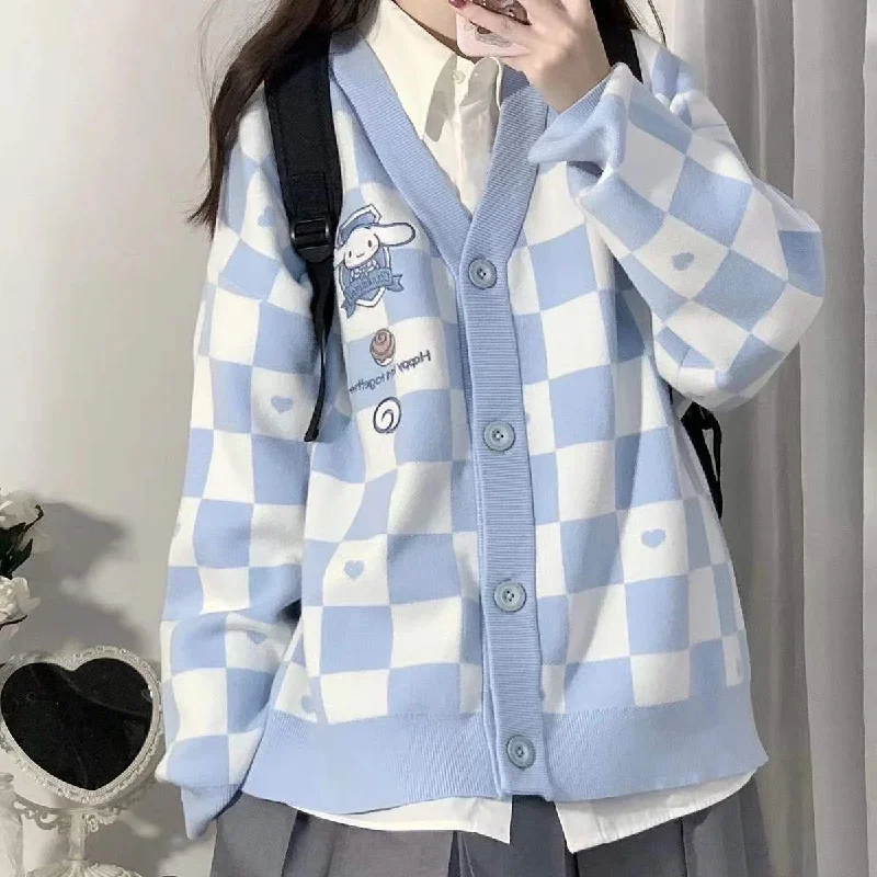 Cinnamoroll Buttoned Blue Cardigan Thin Thick Dense