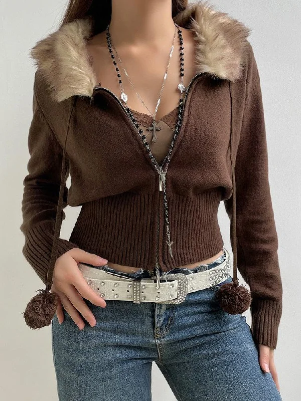 Cropped Design Zip-Up Cardigan Embroidered Appliqued Beaded