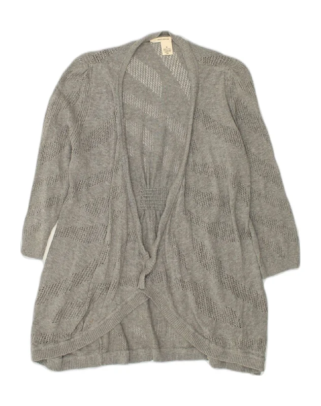 DKNY Womens Cardigan Sweater UK 12 Medium Grey Cotton Button Cardigan Zip Cardigan Pullover Cardigan