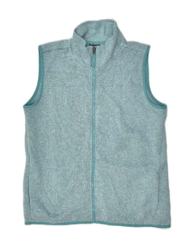 EDDIE BAUER Womens Sleeveless Cardigan Sweater UK 12 Medium Blue Polyester Houndstooth Herringbone Solid