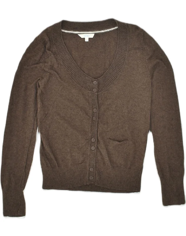 FAT FACE Womens Cardigan Sweater UK 10 Small  Brown Cotton Layered Multi-layer Single Layer