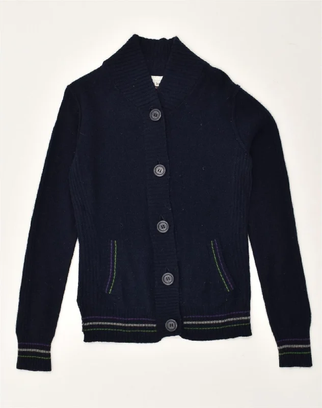 FAT FACE Womens Cardigan Sweater UK 14 Large Navy Blue Lambswool Long Cardigan Short Cardigan Medium Cardigan