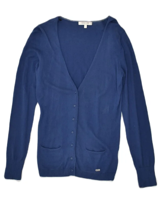 GEOX Womens Cardigan Sweater UK 8 Small Navy Blue Elegant Classic Vintage