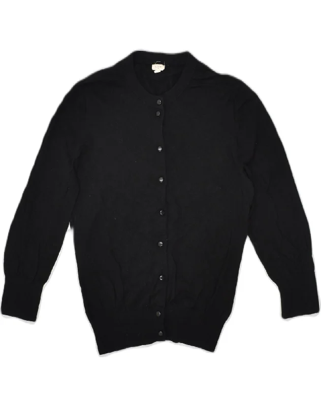 J. CREW Womens 3/4 Sleeve Cardigan Sweater UK 12 Medium Black Cotton Polka Dot Checkered Tartan