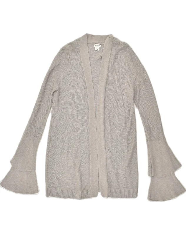 J. CREW Womens Cardigan Sweater UK 10 Small Grey Cotton Handmade Hand-knitted Hand-woven
