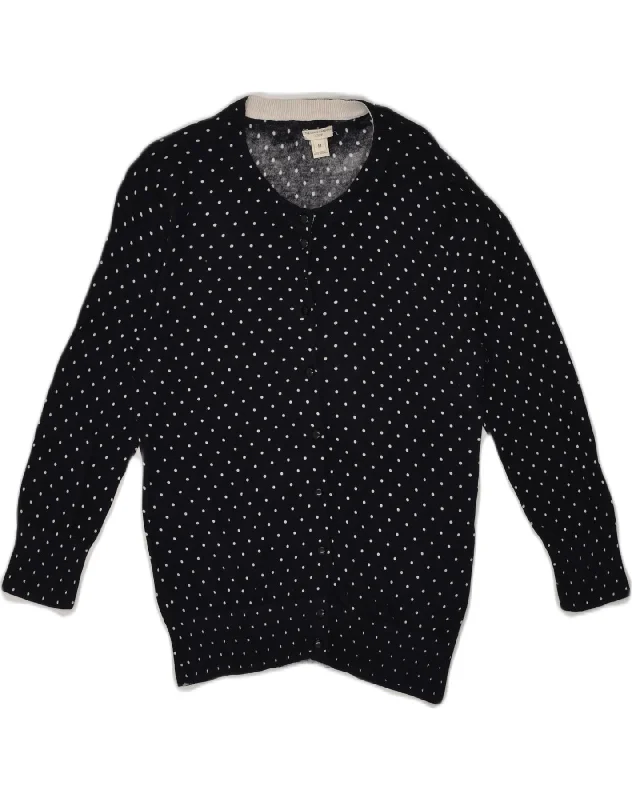 J. CREW Womens Cardigan Sweater UK 12 Medium Navy Blue Polka Dot Cotton Spandex Rayon Corduroy
