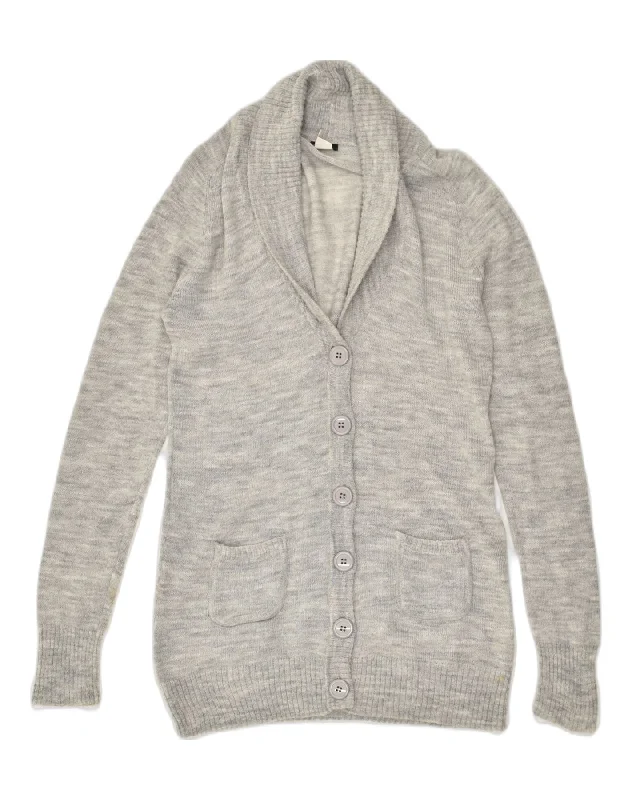 J. CREW Womens Cardigan Sweater UK 14 Large Grey Acrylic Button Cardigan Zip Cardigan Pullover Cardigan